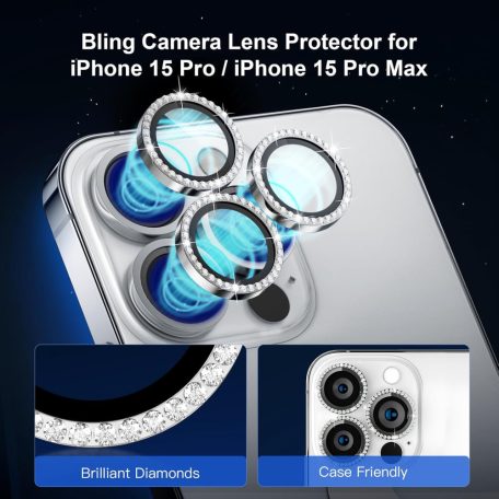 Diamond üveg, iPhone  kameralencse védőkeret 